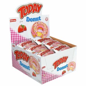 Кекс TODAY Donut, со вкусом клубники, ТУРЦИЯ, 24 штуки по 40 г в шоу-боксе