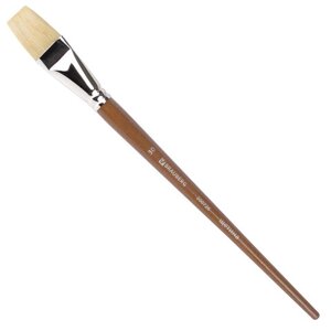 Кисть художественная профессиональная BRAUBERG ART CLASSIC, щетина, плоская,30, длинная ручка