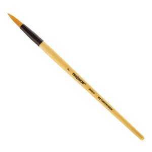 Кисть ПИФАГОР, СИНТЕТИКА, круглая,7, деревянная лакированная ручка, с колпачком, пакет с подвесом, 200847