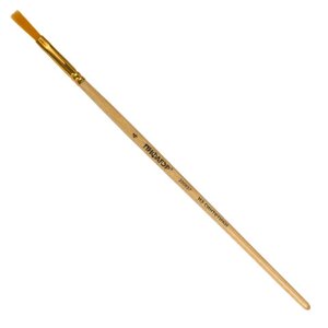 Кисть ПИФАГОР, СИНТЕТИКА, плоская,4, деревянная лакированная ручка, с колпачком, 200857