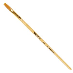 Кисть ПИФАГОР, СИНТЕТИКА, плоская,7, деревянная лакированная ручка, с колпачком, пакет с подвесом, 200860