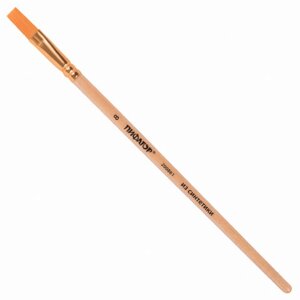 Кисть ПИФАГОР, СИНТЕТИКА, плоская,8, деревянная лакированная ручка, с колпачком, пакет с подвесом, 200861