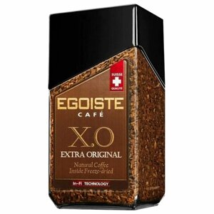 Кофе молотый в растворимом EGOISTE X. O, 100 г, стеклянная банка, сублимированный, ШВЕЙЦАРИЯ