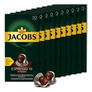 Кофе в алюминиевых капсулах JACOBS Espresso 10 Intenso для кофемашин Nespresso, 10 порций