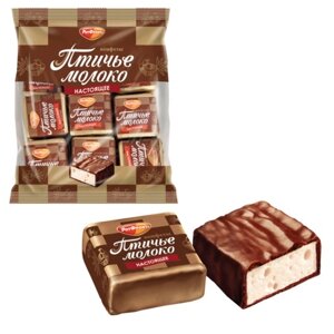 Конфеты шоколадные РОТ ФРОНТ Птичье молоко, суфле, сливочно-ванильные, 225 г, пакет