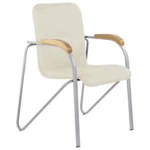 Кресло BRABIX Samba CF-104, серый каркас, накладки бук, кожзам бежевый, собрано, 532760