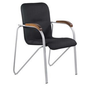 Кресло BRABIX Samba CF-104, серый каркас, накладки орех, кожзам черный, собрано, 532759