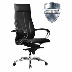 Кресло офисное МЕТТА SAMURAI Lux, экокожа, регулируемое сиденье, черное