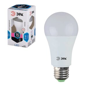 Лампа светодиодная ЭРА, 15 (130) Вт, цоколь E27, груша, холодный белый свет, 25000 ч., LED smdA60-15w-840-E27