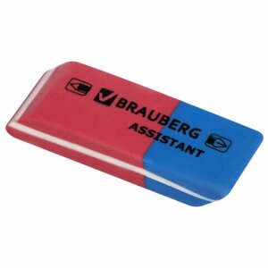 Ластик BRAUBERG Assistant 80, 41х14х8 мм, красно-синий, прямоугольный, скошенные края, 221034
