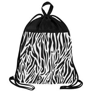 Мешок для обуви BRAUBERG БОЛЬШОЙ, с ручкой, карман на молнии, сетка, 49х41 см, Zebra, 271611