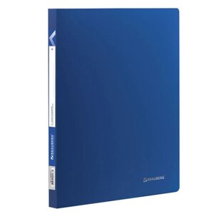 Папка с пластиковым скоросшивателем BRAUBERG Office, синяя, до 100 листов, 0,5 мм, 222644