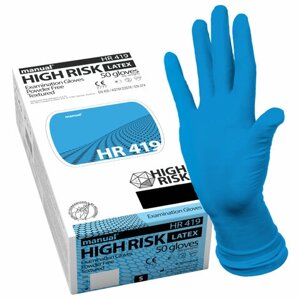 Перчатки латексные смотровые MANUAL HIGH RISK HR419 Австрия, 25 пар (50 шт. размер L (большой)