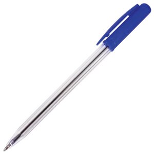 Ручка шариковая автоматическая STAFF Basic BPR-243, СИНЯЯ, корпус прозрачный, узел 0,8 мм, линия письма 0,4 мм, 141673