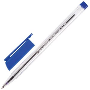Ручка шариковая масляная BRAUBERG Marine Classic, СИНЯЯ, трехгранная, корпус прозрачный, узел 0,7 мм, линия письма 0,5