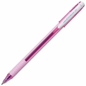Ручка шариковая масляная с грипом UNI JetStream, СИНЯЯ, корпус розовый, линия 0,35 мм