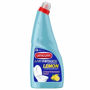 Средство для чистки унитазов и сантехники кислотное UNICUM 750 мл, Лимон, дезинфицирующий эффект