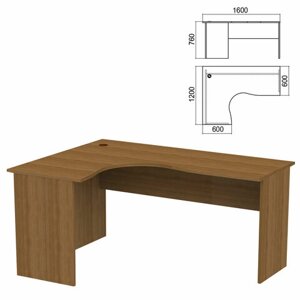 Стол компактный Арго, 1600х1200х760 мм, левый, орех (КОМПЛЕКТ)