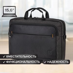 Сумка-портфель BRAUBERG Pragmatic с отделением для ноутбука 15-16, серо-черная, 30х42х8 см, 270827