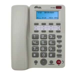 Телефон RITMIX RT-550 white, АОН, спикерфон, память 100 номеров, тональный/импульсный режим, белый
