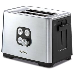 Тостер TEFAL TT420D30, 900 Вт, 2 тоста, 7 режимов, сталь, серебристый