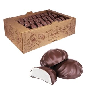 Зефир ЯШКИНО Ванильный в шоколадной глазури, 1000 г, картонная коробка