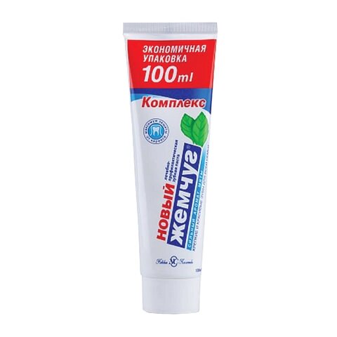 Зубная паста 100 мл, НОВЫЙ ЖЕМЧУГ, комплексная защита от кариеса, с сильным ароматом мяты