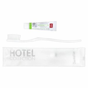 Зубной набор КОМПЛЕКТ 300 шт., HOTEL COLLECTION (зубная щётка + зубная паста 5 г), саше, флоупак