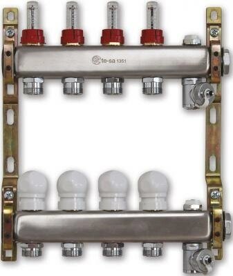 220ATT2-06-08D Te-Sa Коллектор в сборе 1quot; 8 выходов под евроконус с расходомерами от компании MetSnab - фото 1