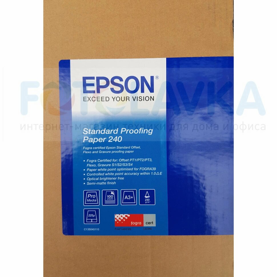 45115 Матовая фотобумага EPSON для цветопроб Standard Proofing Paper A3+ (100л., 240 г/м2) от компании MetSnab - фото 1