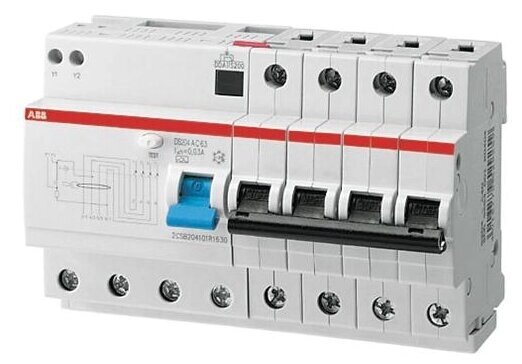 ABB Дифф. автомат. выключатель 4-полюсный 40 А, тип AC (перемен.), 6 кА DS204 AC-B40/0,03. ABB. 2CSR254001R1405 от компании MetSnab - фото 1