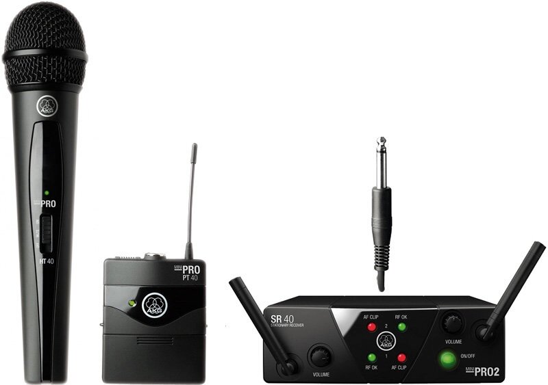 AKG WMS40 Mini2 Mix Set US25AC радиосистема с приёмником SR40 Mini Dual, 1 портативным и 1 ручным передатчиками от компании MetSnab - фото 1