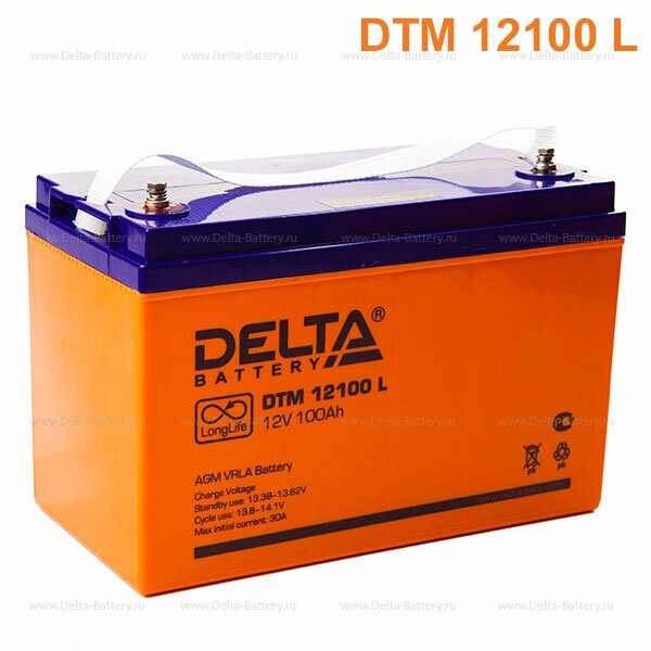 Аккумулятор 12100 L Delta DTM, 12В 100 А/ч, вес- 32 кг. от компании MetSnab - фото 1