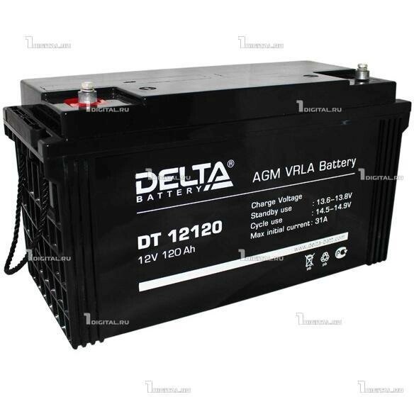 Аккумулятор DELTA DT-12120 (12В, 120Ач / 12V, 120Ah / вывод под болт 8мм) Для слаботочных систем от компании MetSnab - фото 1