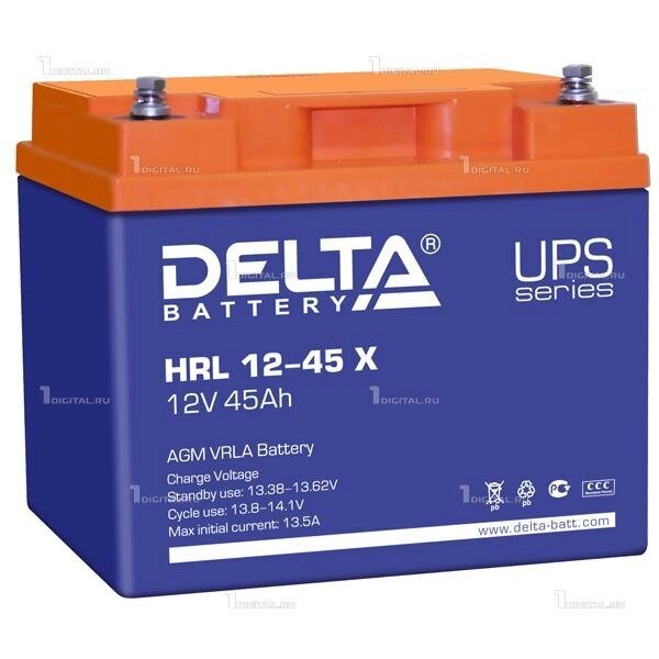 Аккумулятор DELTA HRL 12-45 X (12В, 45Ач / 12V, 45Ah / вывод под болт М6) (UPS серия) от компании MetSnab - фото 1