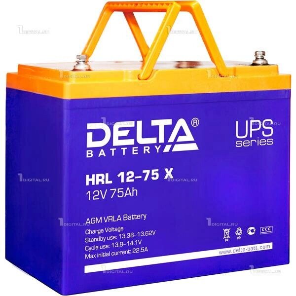 Аккумулятор DELTA HRL 12-75 X (12В, 75Ач / 12V, 75Ah / вывод под болт М6) (UPS серия) от компании MetSnab - фото 1