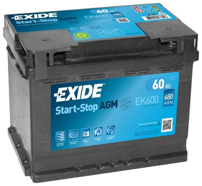 Автомобильный аккумулятор Exide Start-Stop AGM EK600 от компании MetSnab - фото 1