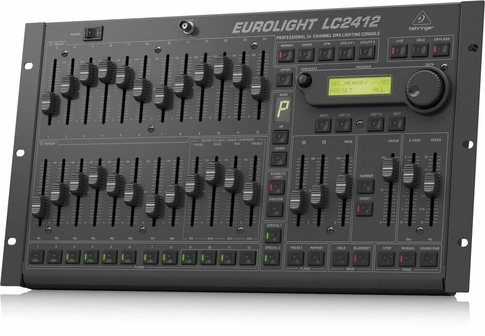 Behringer LC2412 V2 профессиональный 24-канальный DMX световой пульт с 24 пресетными каналами назначаемыми на 512 DMX от компании MetSnab - фото 1