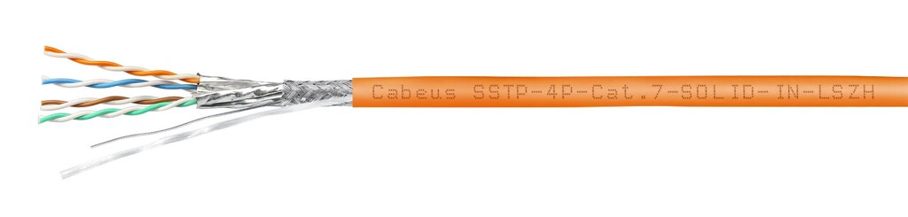 Cabeus SSTP-4P-Cat. 7-SOLID-IN-LSZH Кабель экранированная витая пара SSTP (S/FTP), категория 7 , 4 пары 0,58мм (23 от компании MetSnab - фото 1