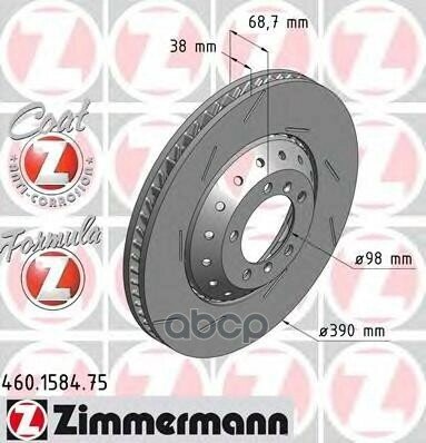 Диск Тормозной Porsche Formula Z Links Coat Z Zimmermann арт. 460.1584.75 от компании MetSnab - фото 1