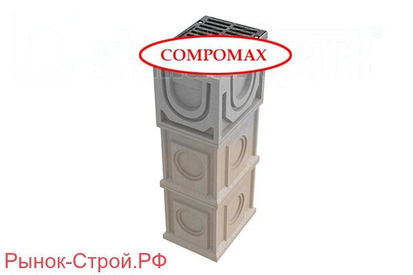 Дождеприёмный колодец секционный CompoMax ДК-30.38.44-П-C полимербетонный (Дождеприемный колодец CompoMax от компании MetSnab - фото 1