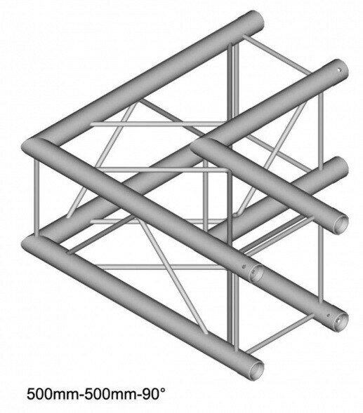 Dura Truss DT 24-C21-L90 узел стыковочный двухлучевой - угол, 90°, сечение 220 х 220 мм, длина сторон 50 см от компании MetSnab - фото 1