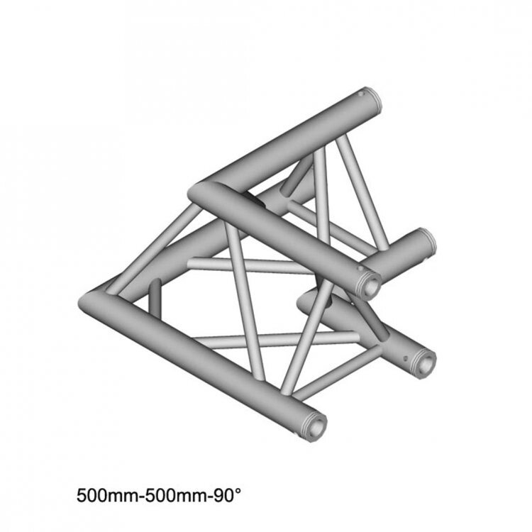 Dura Truss DT 33 C21-L90 Узел стыковочный двухлучевой - угол, 90°, алюминиевый, сечение 290х290 мм, длина сторон 50 см. от компании MetSnab - фото 1