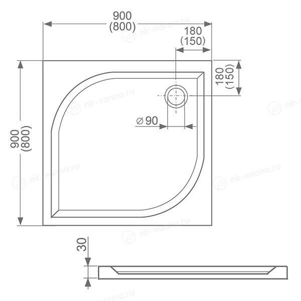 Душевой поддон Roth Project Solutions Aloha-M 80x80x3 от компании MetSnab - фото 1