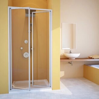 Дверь в душевую нишу GuteWetter PRACTIC DOOR GK-402 60х190 см, цвет матовый хром, стекло полистирол LINES от компании MetSnab - фото 1