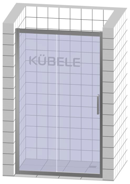 Дверь в душевую нишу Kubele DE019D2 100x200 см, стекло бесцветное 6 мм, профиль хром матовый от компании MetSnab - фото 1