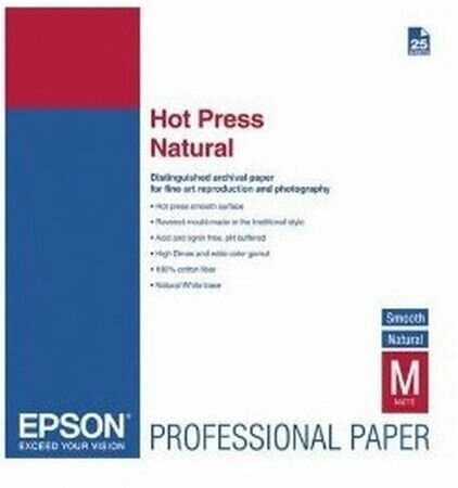 Epson Fine Art Paper Hot Press Natural C13S042322 (Цвет носителя – натуральный белый) размер: А2 (25 листов) от компании MetSnab - фото 1