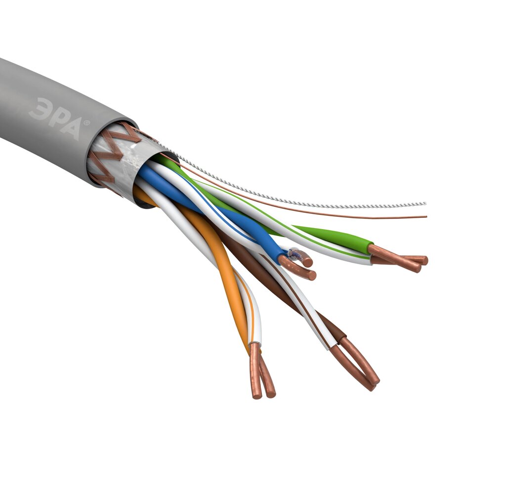 Эра кабель витая пара sf/utp cat5e 4x2x24 awg cu pvc 305 м, 1шт от компании MetSnab - фото 1