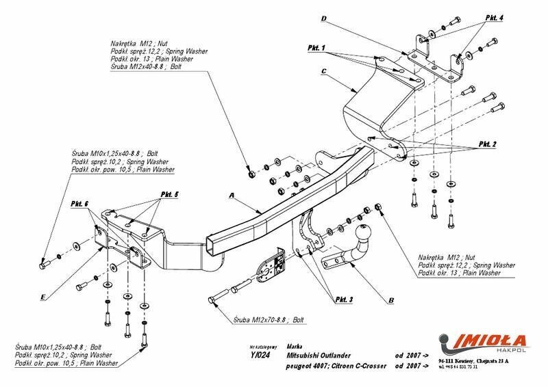 Фаркоп mitsubishi outlander 2007-2012, citroen c-crosser 2007-2012, peugeot 4007 2007-2012 твердое крепление (без от компании MetSnab - фото 1