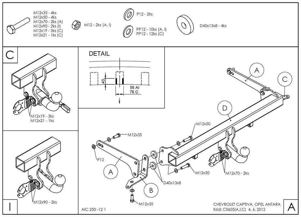 Фаркоп оцинкованный chevrolet captiva 2006-2013, 2013- / opel antara 2006-2013, 2013-. только для авто с запаской от компании MetSnab - фото 1